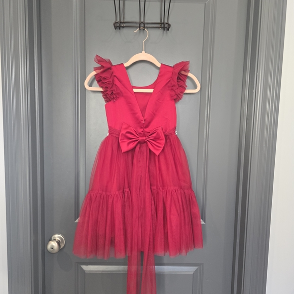 Red Tulle Ruffle Dress - Picture 2 of 2